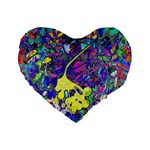 vibrant abstract floral/rainbow color Standard 16  Premium Heart Shape Cushions