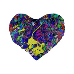 vibrant abstract floral/rainbow color Standard 16  Premium Heart Shape Cushions from ArtsNow.com Back