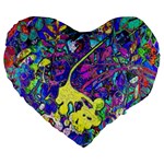 vibrant abstract floral/rainbow color Large 19  Premium Heart Shape Cushions