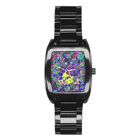 vibrant abstract floral/rainbow color Stainless Steel Barrel Watch from ArtsNow.com Front