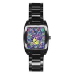 vibrant abstract floral/rainbow color Stainless Steel Barrel Watch