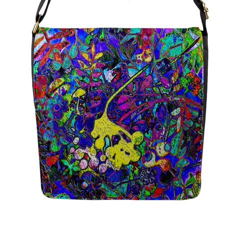 vibrant abstract floral/rainbow color Flap Closure Messenger Bag (L) from ArtsNow.com Front