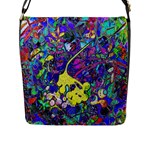 vibrant abstract floral/rainbow color Flap Closure Messenger Bag (L)