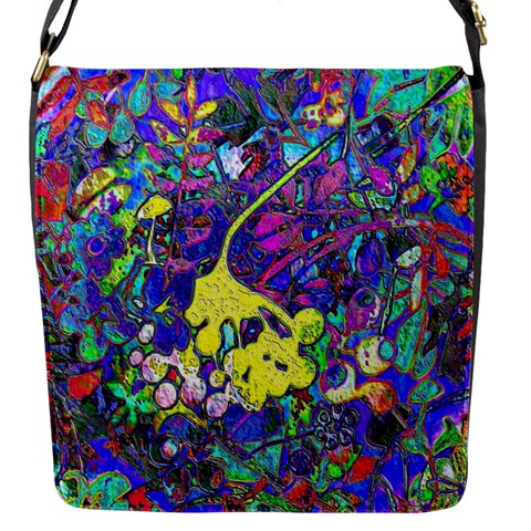 vibrant abstract floral/rainbow color Flap Closure Messenger Bag (S) from ArtsNow.com Front