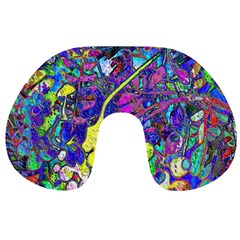 vibrant abstract floral/rainbow color Travel Neck Pillow from ArtsNow.com Front