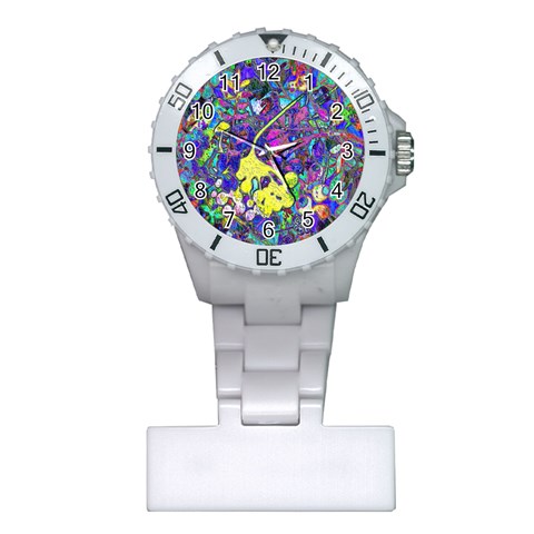 vibrant abstract floral/rainbow color Plastic Nurses Watch from ArtsNow.com Front