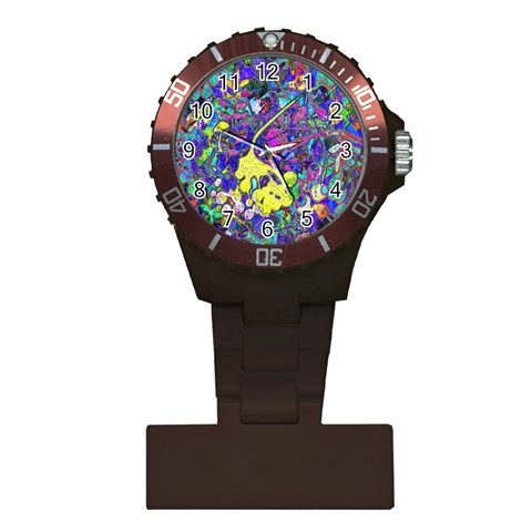 vibrant abstract floral/rainbow color Plastic Nurses Watch from ArtsNow.com Front