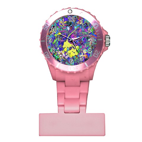 vibrant abstract floral/rainbow color Plastic Nurses Watch from ArtsNow.com Front