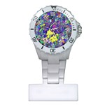 vibrant abstract floral/rainbow color Plastic Nurses Watch