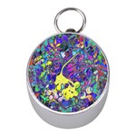 vibrant abstract floral/rainbow color Mini Silver Compasses