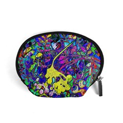 vibrant abstract floral/rainbow color Accessory Pouch (Small) from ArtsNow.com Front