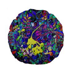 vibrant abstract floral/rainbow color Standard 15  Premium Flano Round Cushions from ArtsNow.com Front