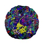 vibrant abstract floral/rainbow color Standard 15  Premium Flano Round Cushions