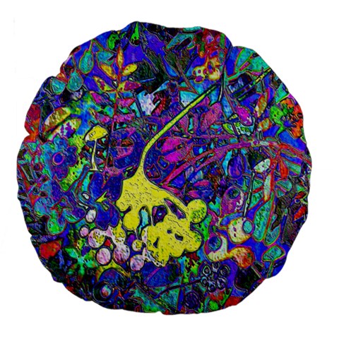 vibrant abstract floral/rainbow color Large 18  Premium Flano Round Cushions from ArtsNow.com Front