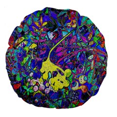 vibrant abstract floral/rainbow color Large 18  Premium Flano Round Cushions from ArtsNow.com Front