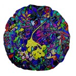 vibrant abstract floral/rainbow color Large 18  Premium Flano Round Cushions