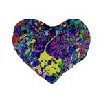 vibrant abstract floral/rainbow color Standard 16  Premium Flano Heart Shape Cushions