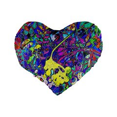 vibrant abstract floral/rainbow color Standard 16  Premium Flano Heart Shape Cushions from ArtsNow.com Back