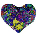 vibrant abstract floral/rainbow color Large 19  Premium Flano Heart Shape Cushions