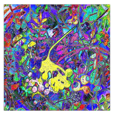 vibrant abstract floral/rainbow color Large Satin Scarf (Square) from ArtsNow.com Front