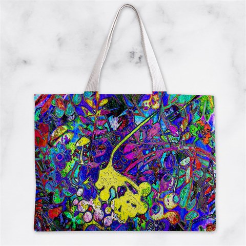 vibrant abstract floral/rainbow color Zipper Mini Tote Bag from ArtsNow.com Front