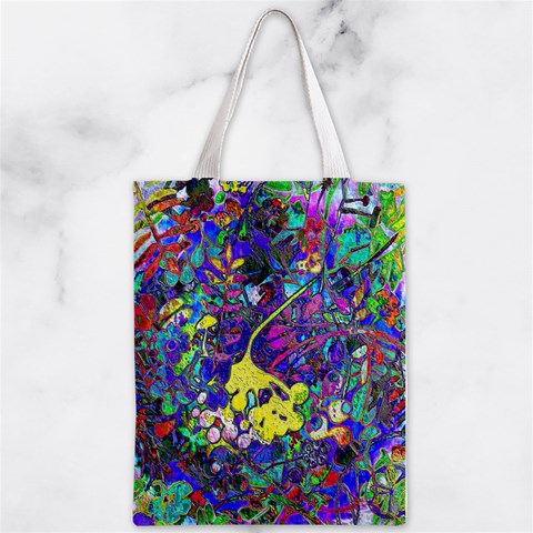 vibrant abstract floral/rainbow color Zipper Classic Tote Bag from ArtsNow.com Front