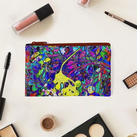 vibrant abstract floral/rainbow color Cosmetic Bag (XS) from ArtsNow.com Front