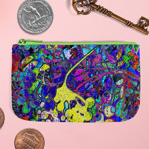 vibrant abstract floral/rainbow color Large Coin Purse from ArtsNow.com Front