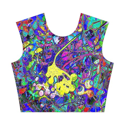 vibrant abstract floral/rainbow color Cotton Crop Top from ArtsNow.com Front