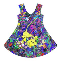 vibrant abstract floral/rainbow color Short Sleeve V Front