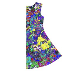 vibrant abstract floral/rainbow color Short Sleeve V Back Right