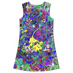 vibrant abstract floral/rainbow color Kids  Short Sleeve Velvet Dress from ArtsNow.com Back