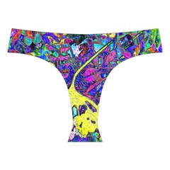 vibrant abstract floral/rainbow color Cross Back Hipster Bikini Set from ArtsNow.com Front Under