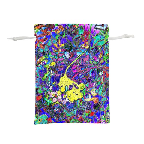 vibrant abstract floral/rainbow color Lightweight Drawstring Pouch (S) from ArtsNow.com Front