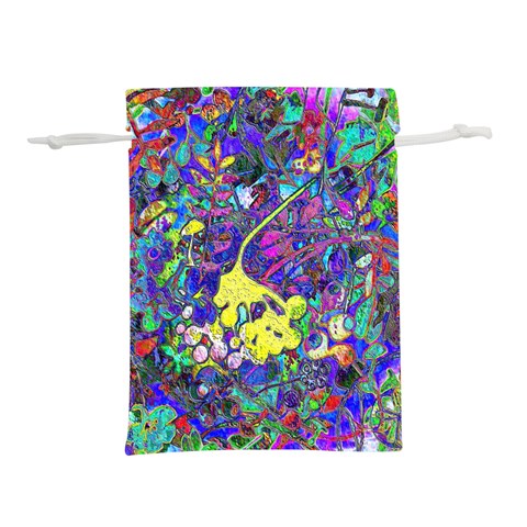 vibrant abstract floral/rainbow color Lightweight Drawstring Pouch (L) from ArtsNow.com Front