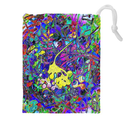 vibrant abstract floral/rainbow color Drawstring Pouch (4XL) from ArtsNow.com Front