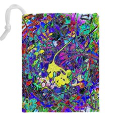 vibrant abstract floral/rainbow color Drawstring Pouch (4XL) from ArtsNow.com Back