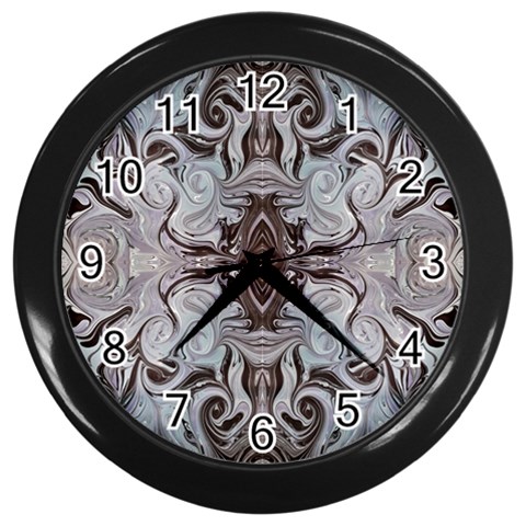 Turquoise Black Arabesque Repeats Wall Clock (Black) from ArtsNow.com Front