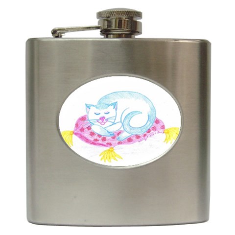 Blue Point Siamese Hip Flask (6 oz) from ArtsNow.com Front