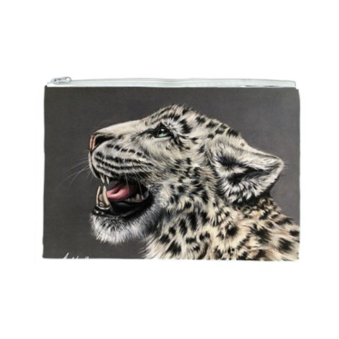 Snowy Leopard Roar  Cosmetic Bag (Large) from ArtsNow.com Front