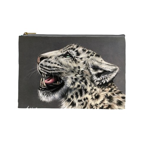 Snowy Leopard Roar  Cosmetic Bag (Large) from ArtsNow.com Front