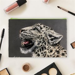 Snowy Leopard Roar  Cosmetic Bag (Large) from ArtsNow.com Front