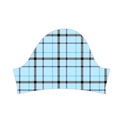 Sky blue tartan plaid pattern, with black lines Kids  Short Sleeve Velvet Dress from ArtsNow.com Right Sleeve