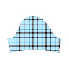 Sky blue tartan plaid pattern, with black lines Kids  Short Sleeve Velvet Dress from ArtsNow.com Left Sleeve