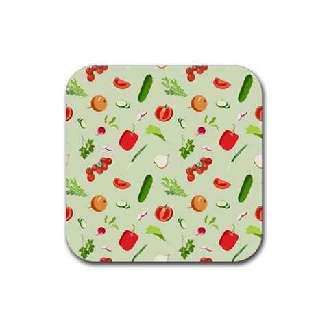 Seamless Pattern With Vegetables  Delicious Vegetables Rubber Coaster (Square)  from ArtsNow.com Front