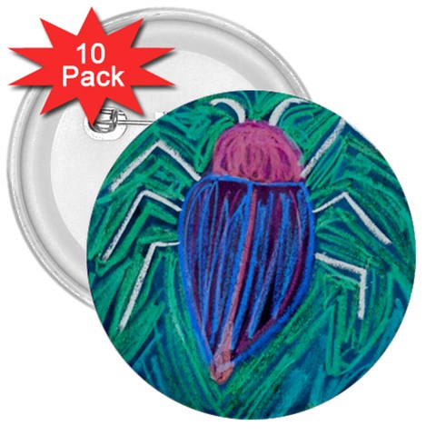 Big Green Bug  3  Button (10 pack) from ArtsNow.com Front