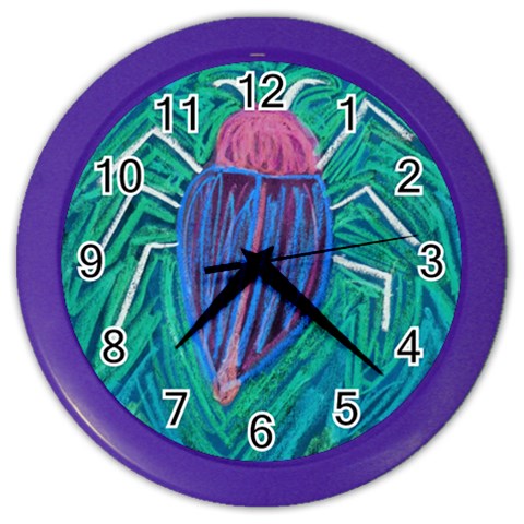 Big Green Bug  Color Wall Clock from ArtsNow.com Front