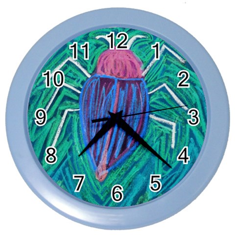 Big Green Bug  Color Wall Clock from ArtsNow.com Front