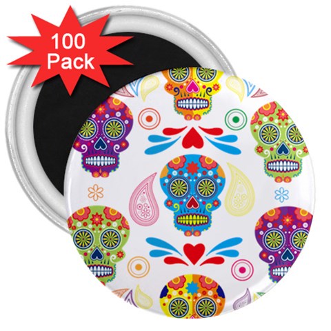 Boho Skull Vibe 3  Magnets (100 pack) from ArtsNow.com Front