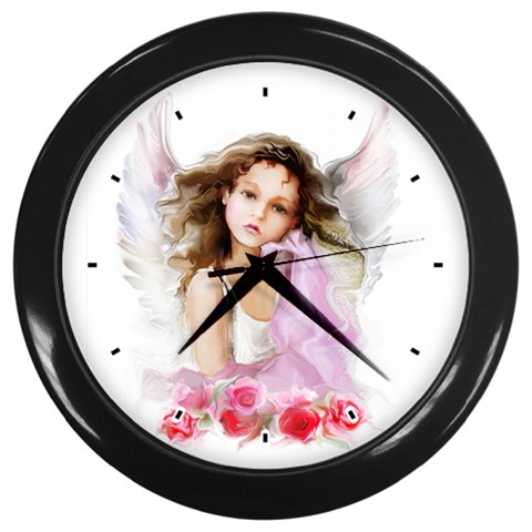 Angel Girl Wall Clock (Black) from ArtsNow.com Front